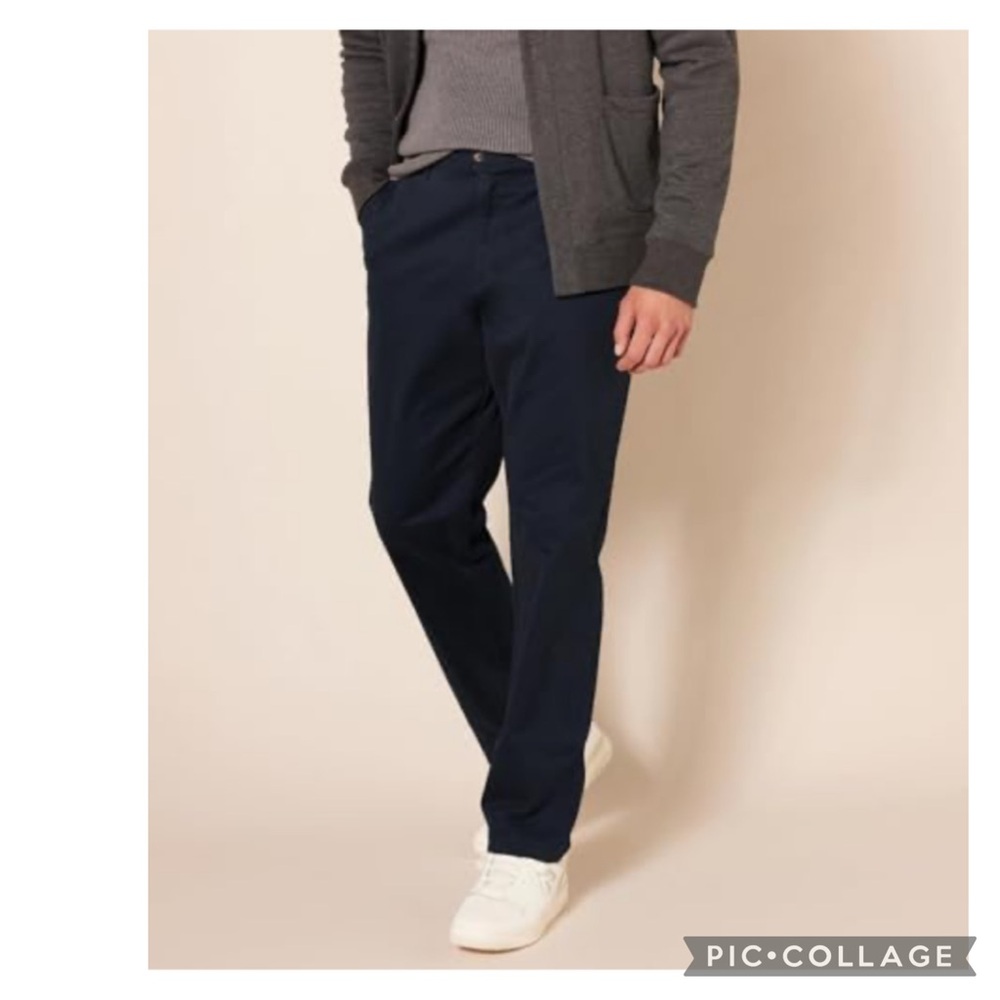 NEW AMAZON ESSENTIALS COTTON ATHLETIC FIT STRETCH CHINO PANT 32 X 33 BLACK